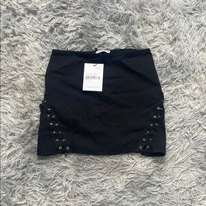 Princess Polly Black Lace-Up Mini Skirt